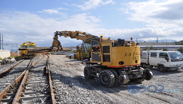 Road Rail Loader is moving the railway track