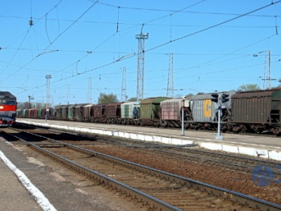 Freight train on the rail track