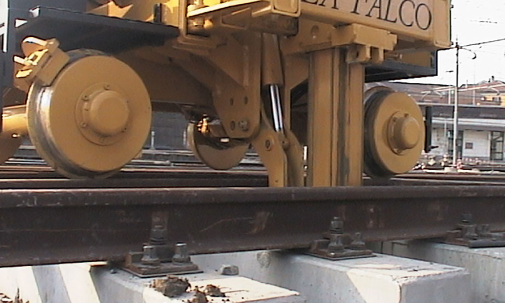 bottom view of Track Laying Gantry on the railway track