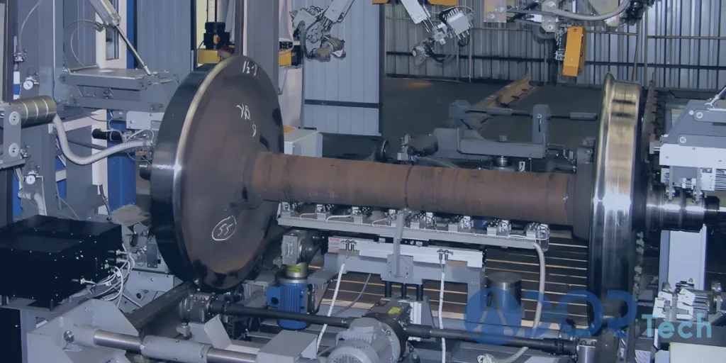 Ultrasonic flaw detection uses advanced equipment to inspect railway axles and wheels for safety