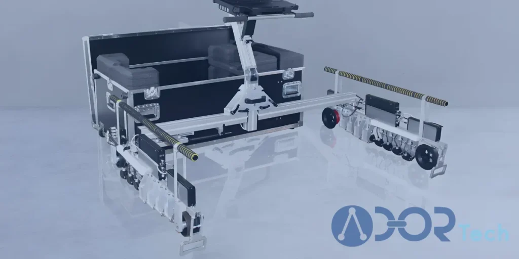 An advanced eddy current rail inspection system equipped with sensors and AI-powered analysis software, designed for real-time non-destructive railway testing.