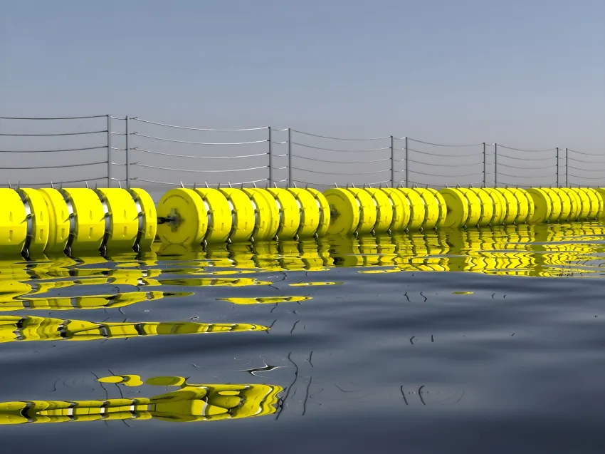 Floating security barriers on water