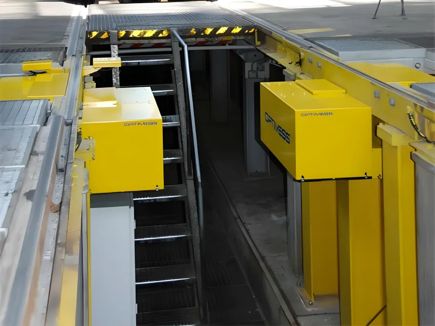 Wheel measuring equipment installed beside depot railway tracks