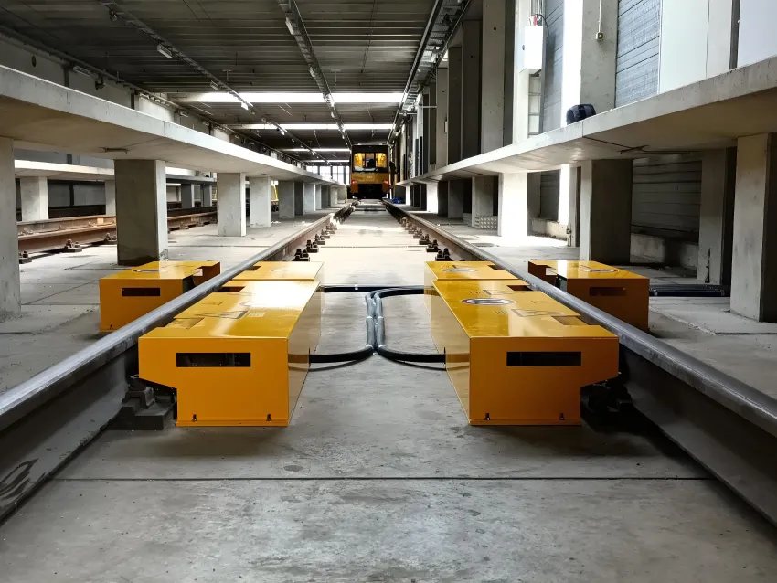 Railway wheel measurement system installed on depot tracks