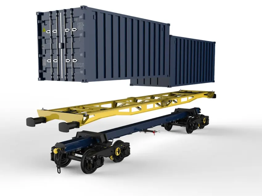 Modular wagon chassis with container body