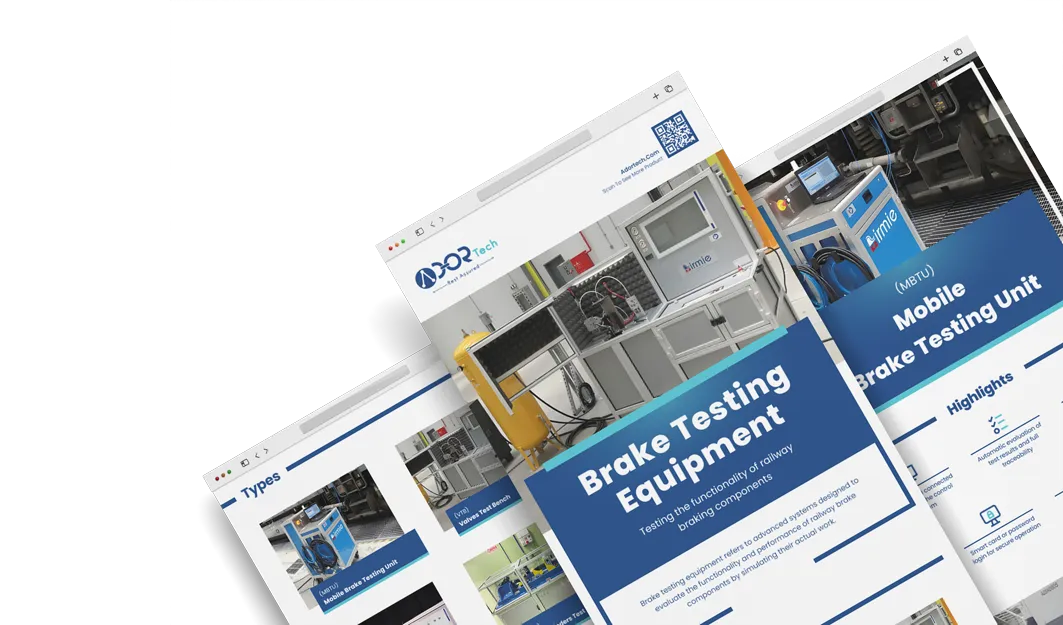 Brake testing equipment catalog for railway brake testing systems