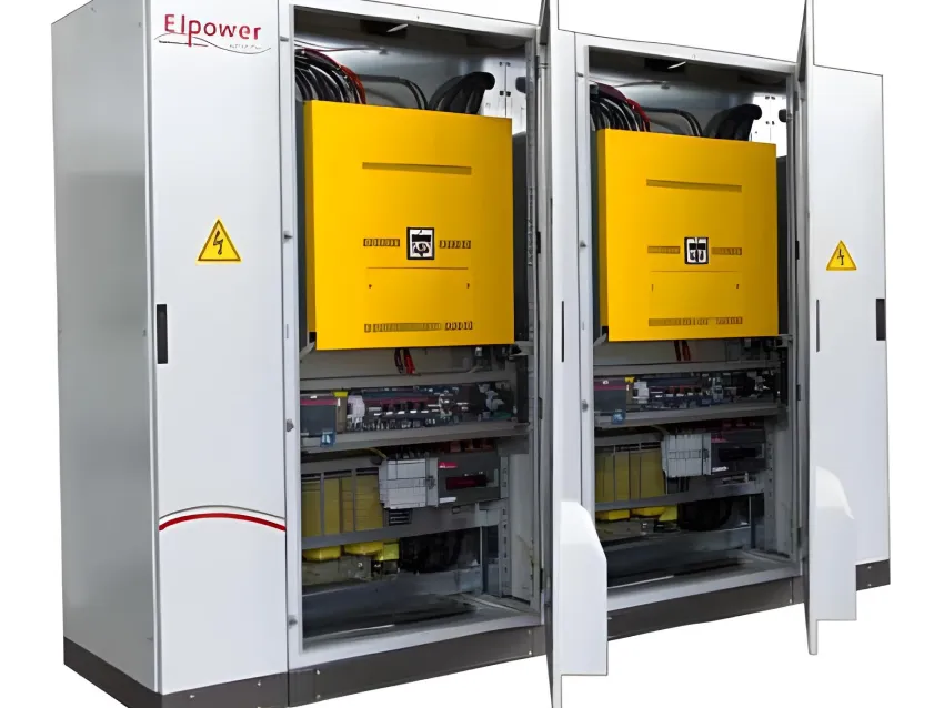 Railway energy storage system cabinet for power supply support