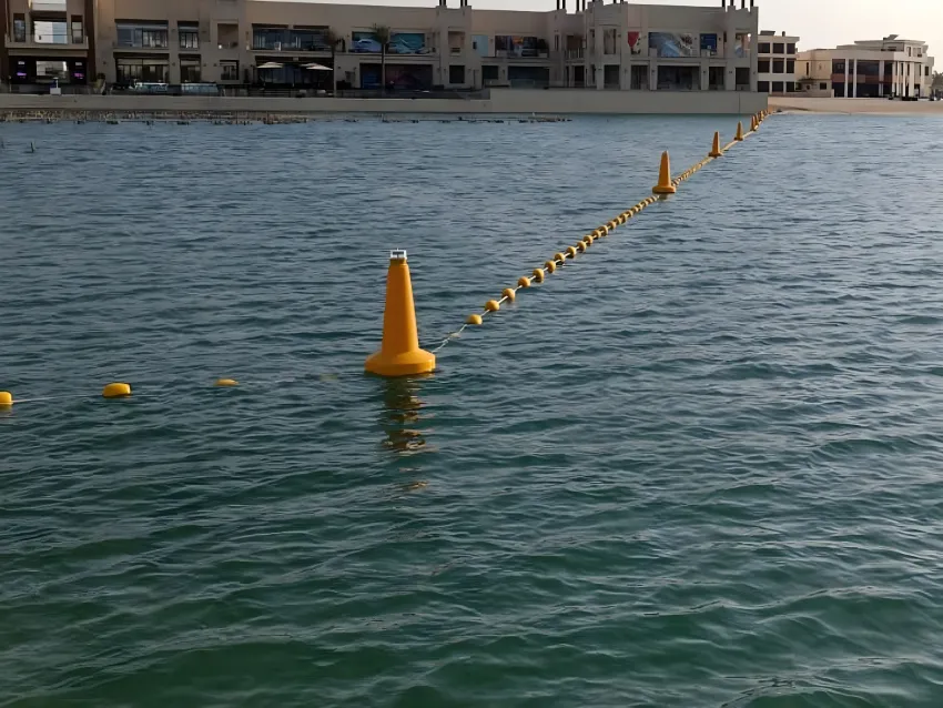 Navigation buoy line marking waterway