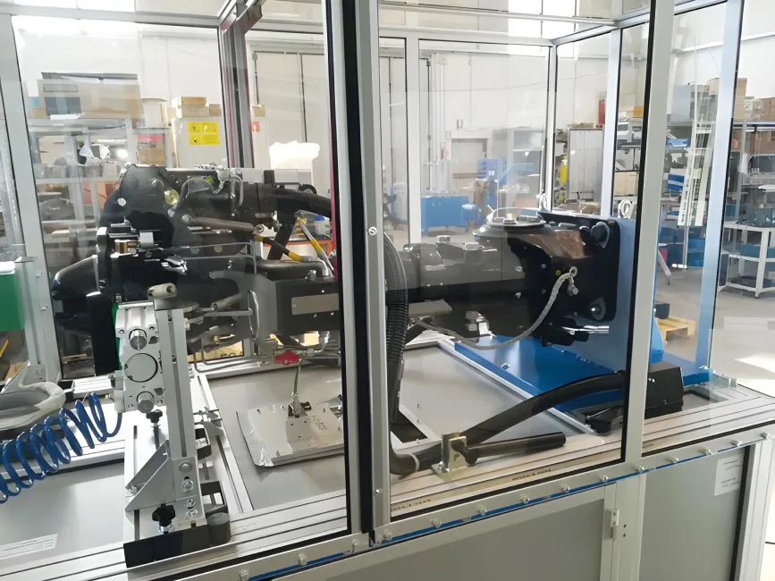 Railway test bench for rail vehicle coupler testing.