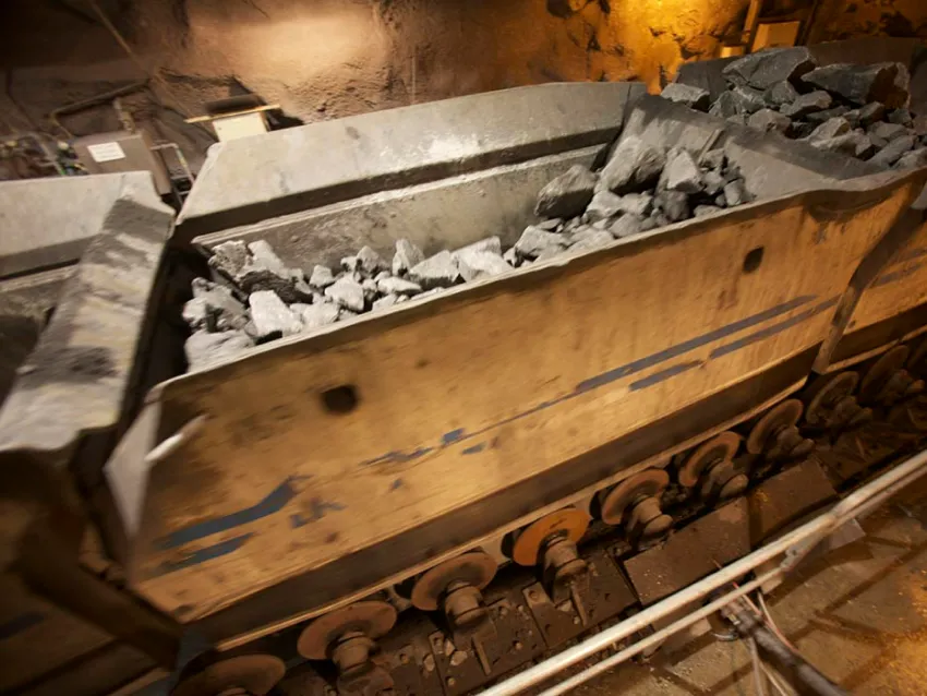 Rock dumper wagon loaded with stone