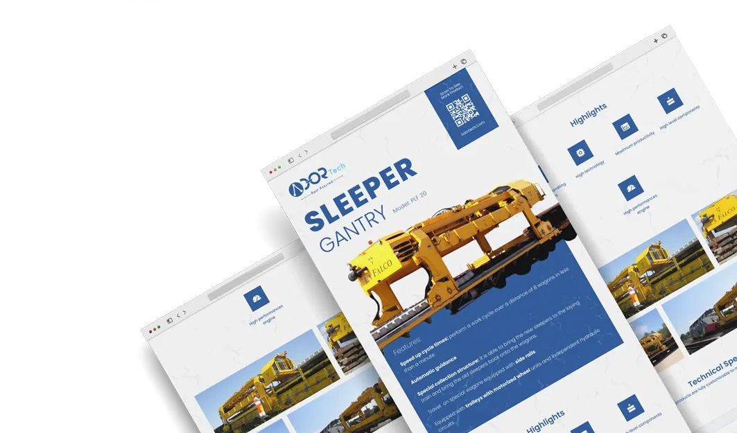 Sleeper gantry catalog showing railway sleeper handling equipment.