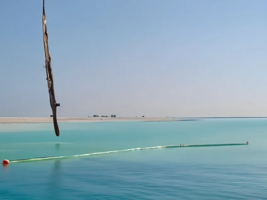 Floating silt curtain installed on calm water for sediment control