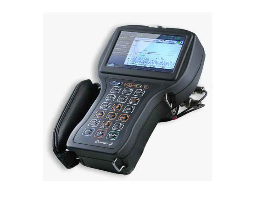 Digital ultrasonic thickness gauge for NDT inspection.